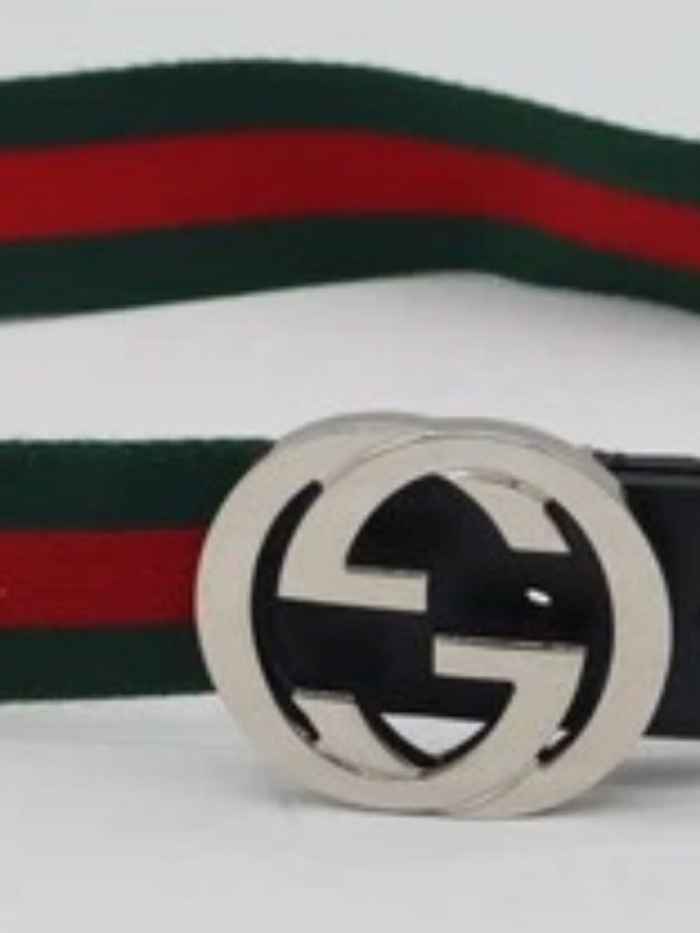 GUCCI Green Red Nylon Web Interlocking GG Men's Belt Made in Italy 90-36